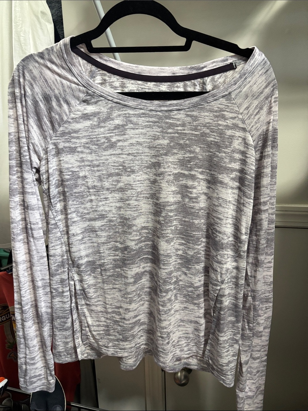 Nike Light Gray/Purple Marled Long-Sleeve Thin Tee